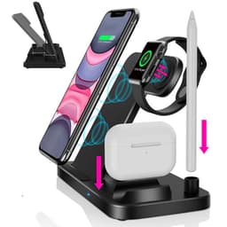 image-QI fast charge 15w folding four-in-one wireless charger for Apple 12 earphones 123456se watch