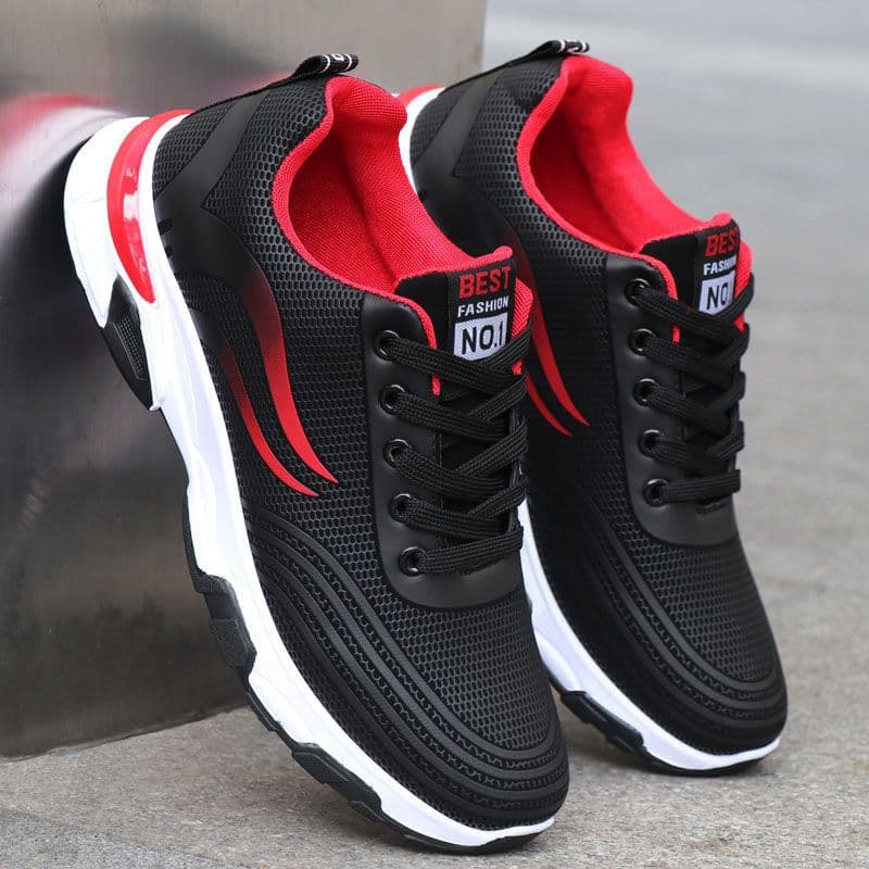 image-Men's shoes spring and summer casual shoes Korean version of the trend of men's sports shoes waterproof non-slip running shoes leather deodorant shoes
