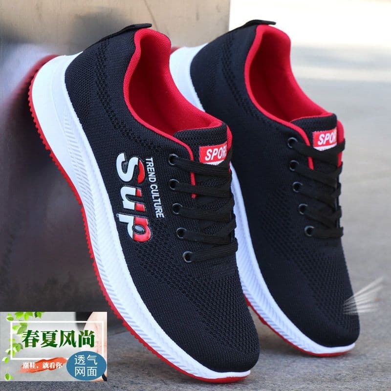 image-Men's shoes spring and summer casual shoes Korean version of the trend of men's sports shoes waterproof non-slip running shoes leather deodorant shoes
