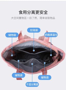 image-Portable nylon water repellent mommy bag tide mom girl portable dry and wet separation mother and baby bag can be customized LOGO mother bag