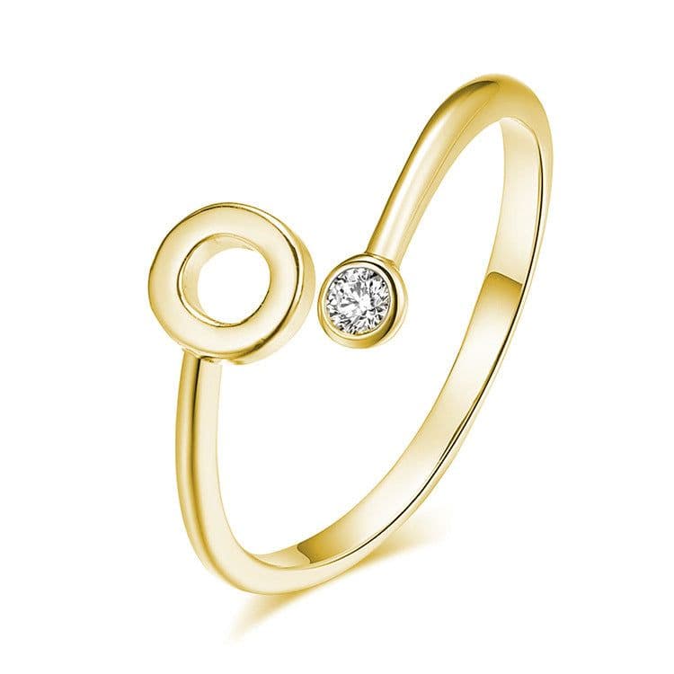 image-European and American fashion jewelry 26 letter zircon open ring to send girlfriend exquisite fashion ring couple ring wholesale