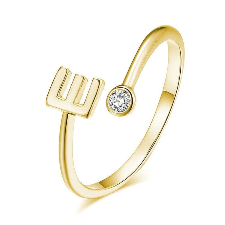 image-European and American fashion jewelry 26 letter zircon open ring to send girlfriend exquisite fashion ring couple ring wholesale
