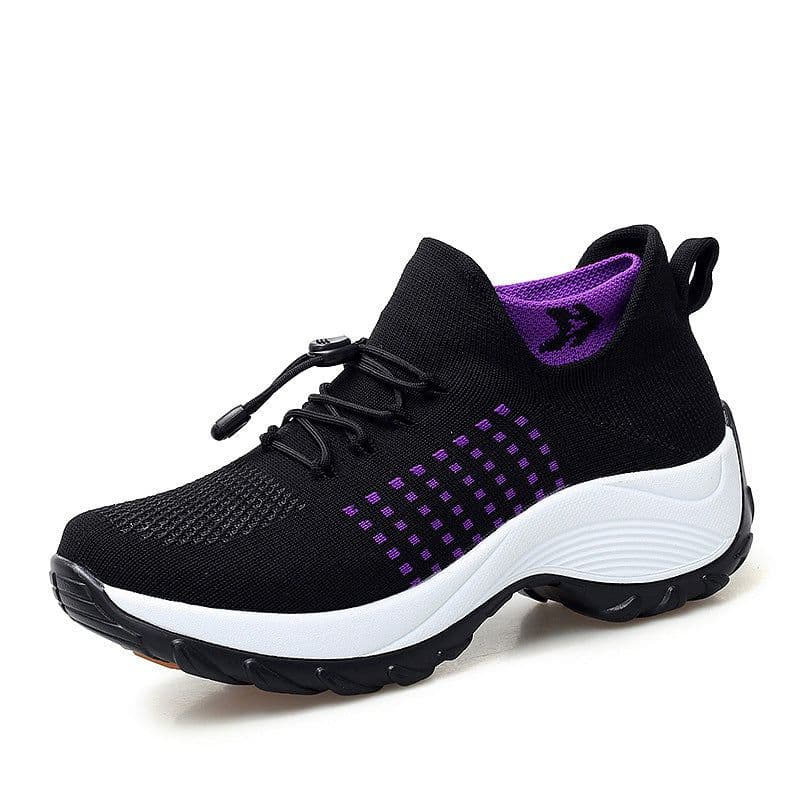 image-spring and autumn new sports shoes socks shoes mother shoes flying woven cross-border hot sale large size shoes women's thick bottom rocking shoes