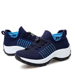 image-spring and autumn new sports shoes socks shoes mother shoes flying woven cross-border hot sale large size shoes women's thick bottom rocking shoes