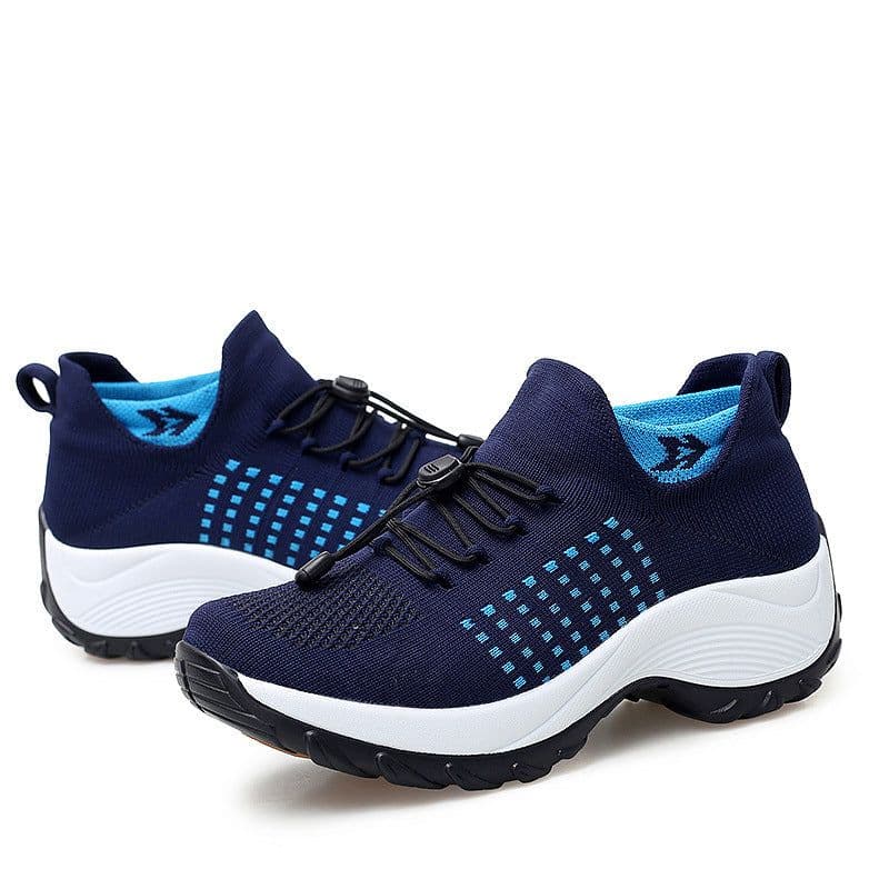 image-spring and autumn new sports shoes socks shoes mother shoes flying woven cross-border hot sale large size shoes women's thick bottom rocking shoes