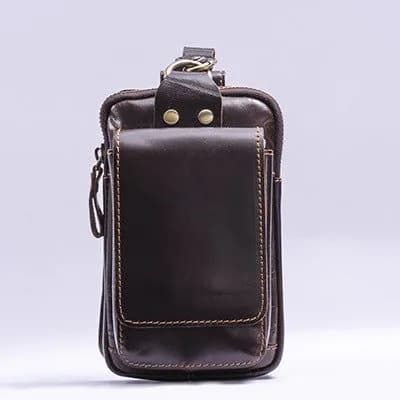 image-Men's leather belt bag Crazy Horse leather phone bag retro outdoor wear belt leather bag 611-120
