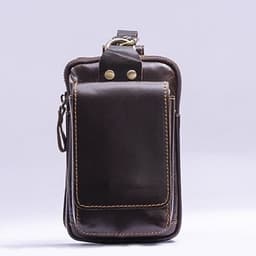 image-Men's leather belt bag Crazy Horse leather phone bag retro outdoor wear belt leather bag 611-120