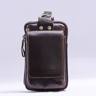 image-Men's leather belt bag Crazy Horse leather phone bag retro outdoor wear belt leather bag 611-120