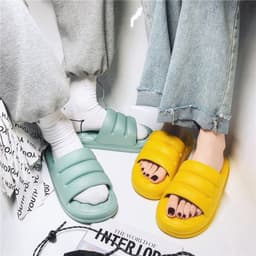 image-Sofa slippers men's summer trendy home stepping on feces feeling outside wear thick bottom non-slip soft bottom new one word ladies sandals and slippers