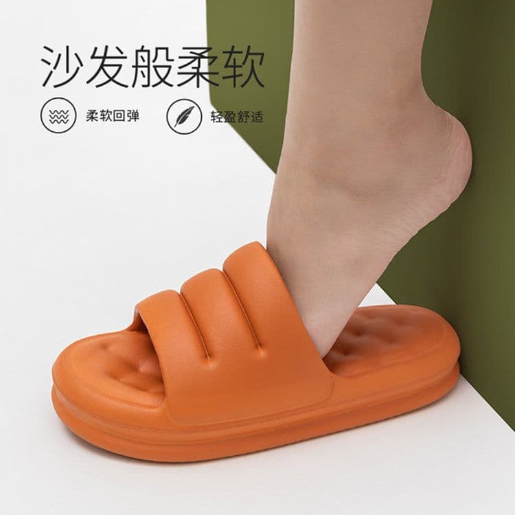 image-Sofa slippers men's summer trendy home stepping on feces feeling outside wear thick bottom non-slip soft bottom new one word ladies sandals and slippers