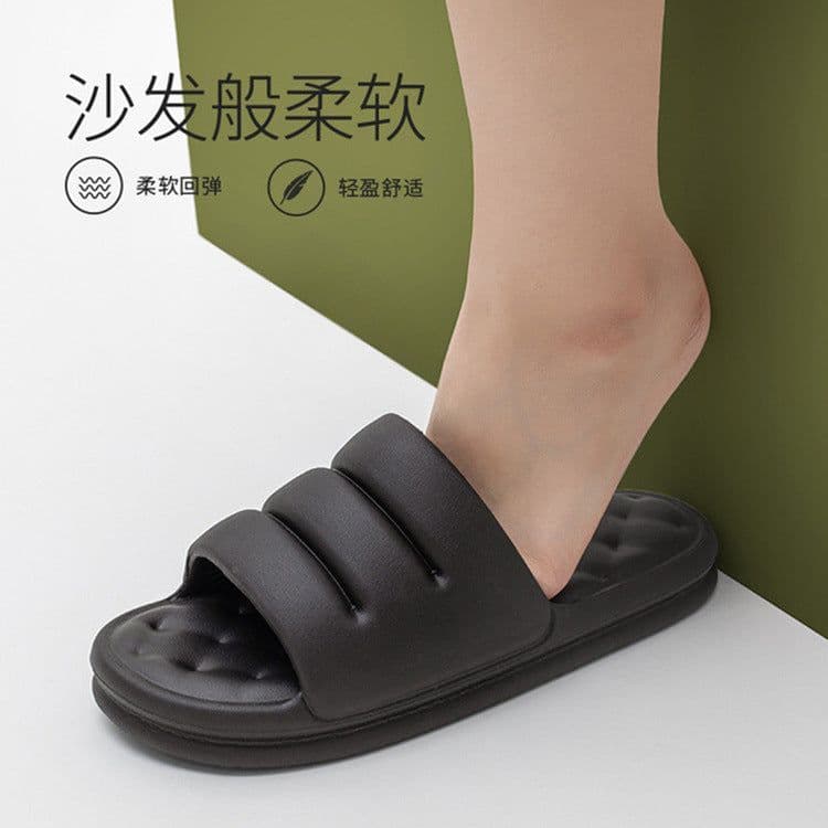 image-Sofa slippers men's summer trendy home stepping on feces feeling outside wear thick bottom non-slip soft bottom new one word ladies sandals and slippers