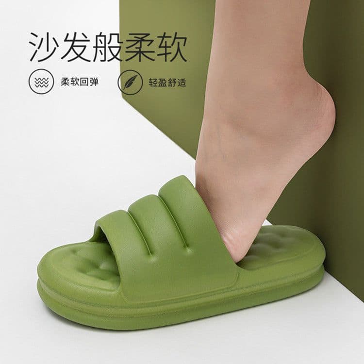 image-Sofa slippers men's summer trendy home stepping on feces feeling outside wear thick bottom non-slip soft bottom new one word ladies sandals and slippers