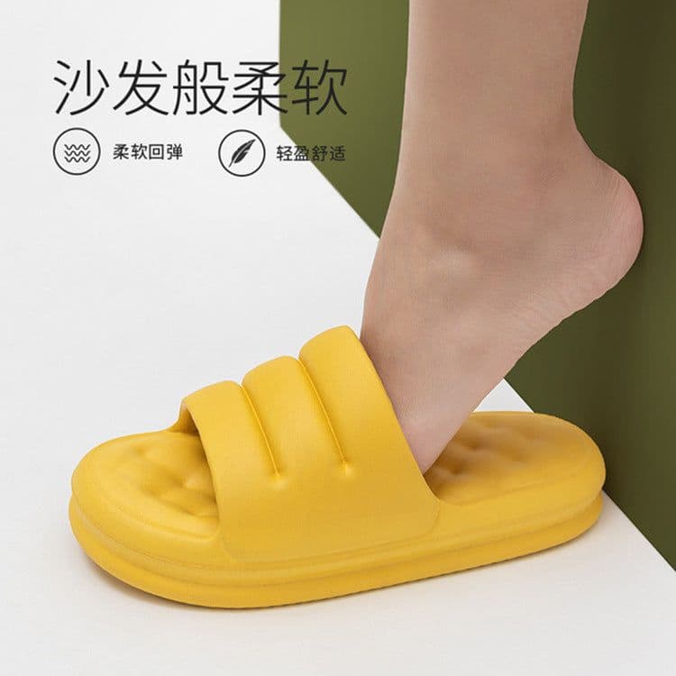 image-Sofa slippers men's summer trendy home stepping on feces feeling outside wear thick bottom non-slip soft bottom new one word ladies sandals and slippers