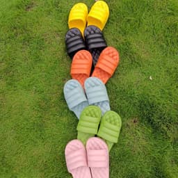 image-Sofa slippers men's summer trendy home stepping on feces feeling outside wear thick bottom non-slip soft bottom new one word ladies sandals and slippers