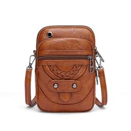 image-2021 new retro simple messenger bag ladies casual light pu leather mobile phone bag fashion shoulder bag