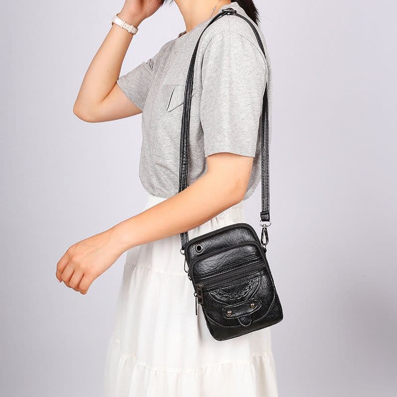 image-2021 new retro simple messenger bag ladies casual light pu leather mobile phone bag fashion shoulder bag
