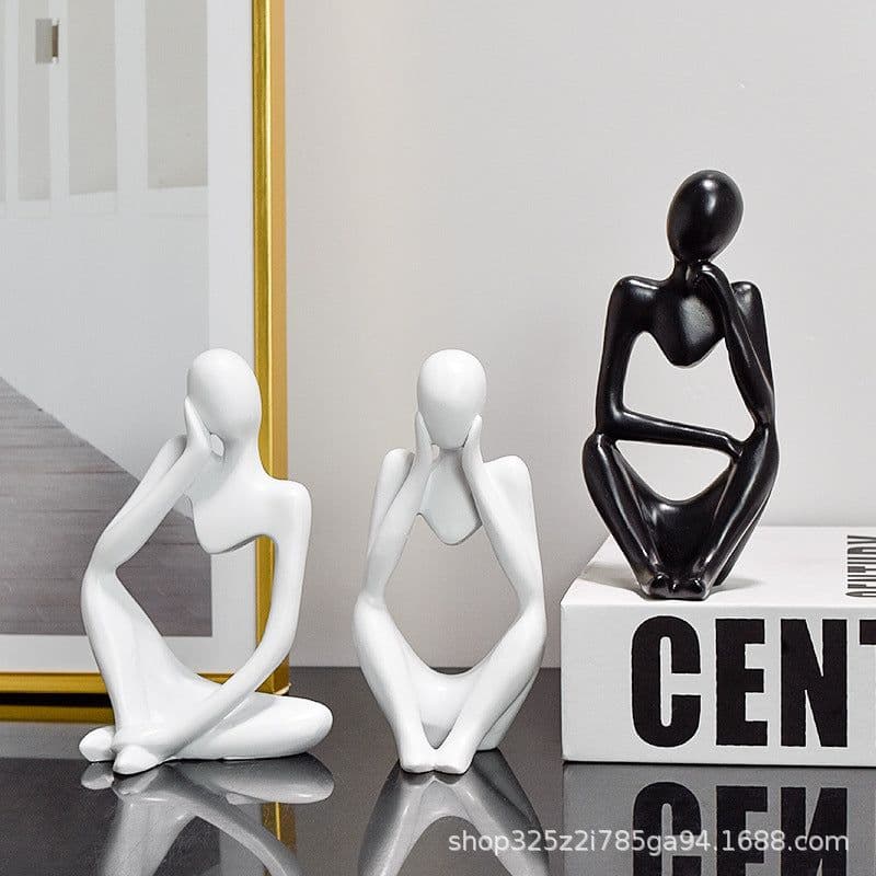image-Nordic light luxury creative mini thinking about resin crafts home living room porch decoration desktop decoration