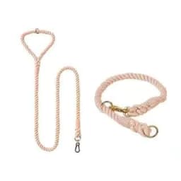 image-Dog Rope Leash and Collar Set - Cotton Coral