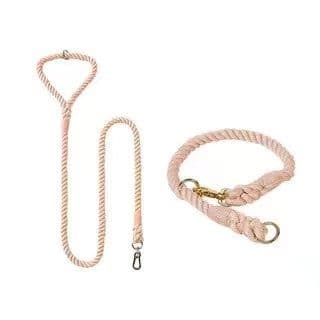 image-Dog Rope Leash and Collar Set - Cotton Coral
