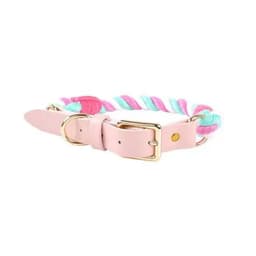 image-Luxe Royal Leather Rope Collar - Cotton Candy