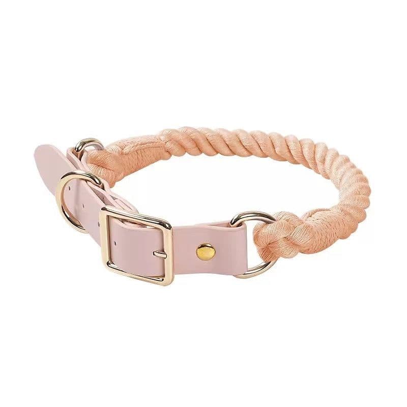 image-Luxe Royal Leather Rope Collar - Cotton Coral
