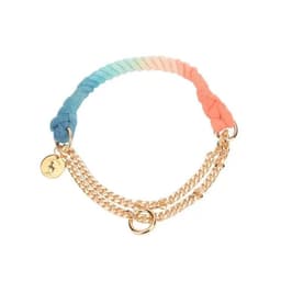 image-Cotton Rope Collar With Lightweight Gold Chain - Sunset