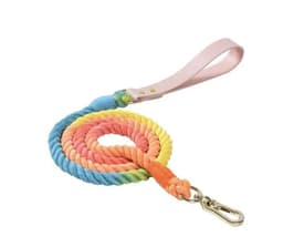 image-Luxe Royal Pink Leather Rope Leash - Classic Love