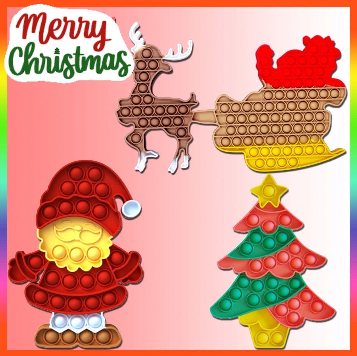 image-Beautiful Push Pop Fidget Sensory Toy- Merry Christmas