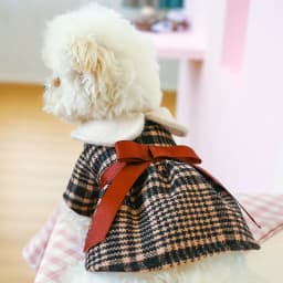 image-Brown Bow Black Plaid Elegant Dress Beautiful Princess Dress for Pets Party Wear
