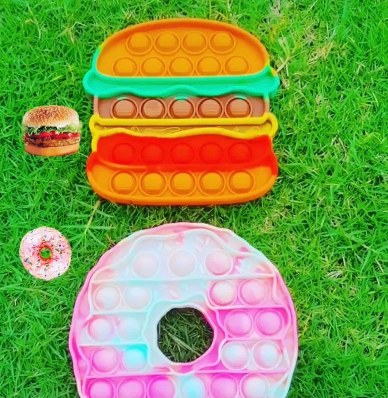 image-Jumbo Push Pop Fidget Sensory -Hamburger & Donut collection