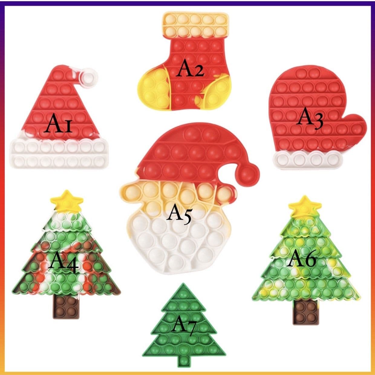image-Jumbo Push Pop Fidget Sensory Toy- Christmas collection