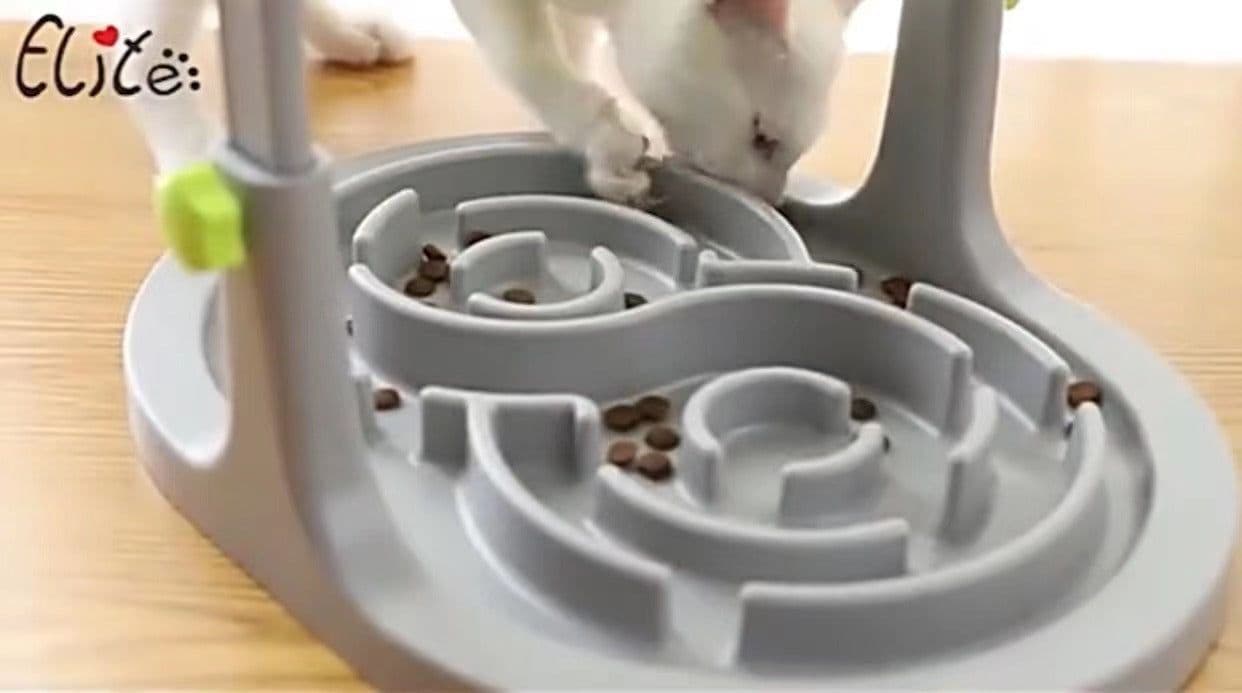 image-Interactive Pet Food Bowl Puppy Slow Feeder Puzzle Toy Feed For Dog Kitten Cat IQ Training Automatic Game Educational Adjustable