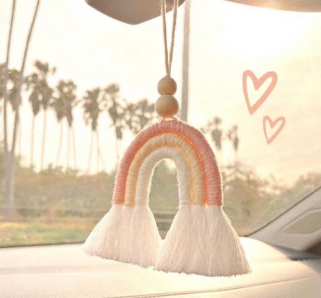 image-Handmade Macrame Mini Rainbow | Purse Charm | Dog Leash Decor | Keychain | Key ring | Zipper charm