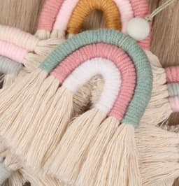 image-Handmade Macrame Mini Rainbow | Purse Charm | Dog Leash Decor | Keychain | Key ring | Zipper charm