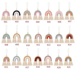 image-Handmade Macrame Mini Rainbow | Purse Charm | Dog Leash Decor | Keychain | Key ring | Zipper charm