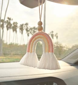image-Handmade Macrame Mini Rainbow | Purse Charm | Dog Leash Decor | Keychain | Key ring | Zipper charm