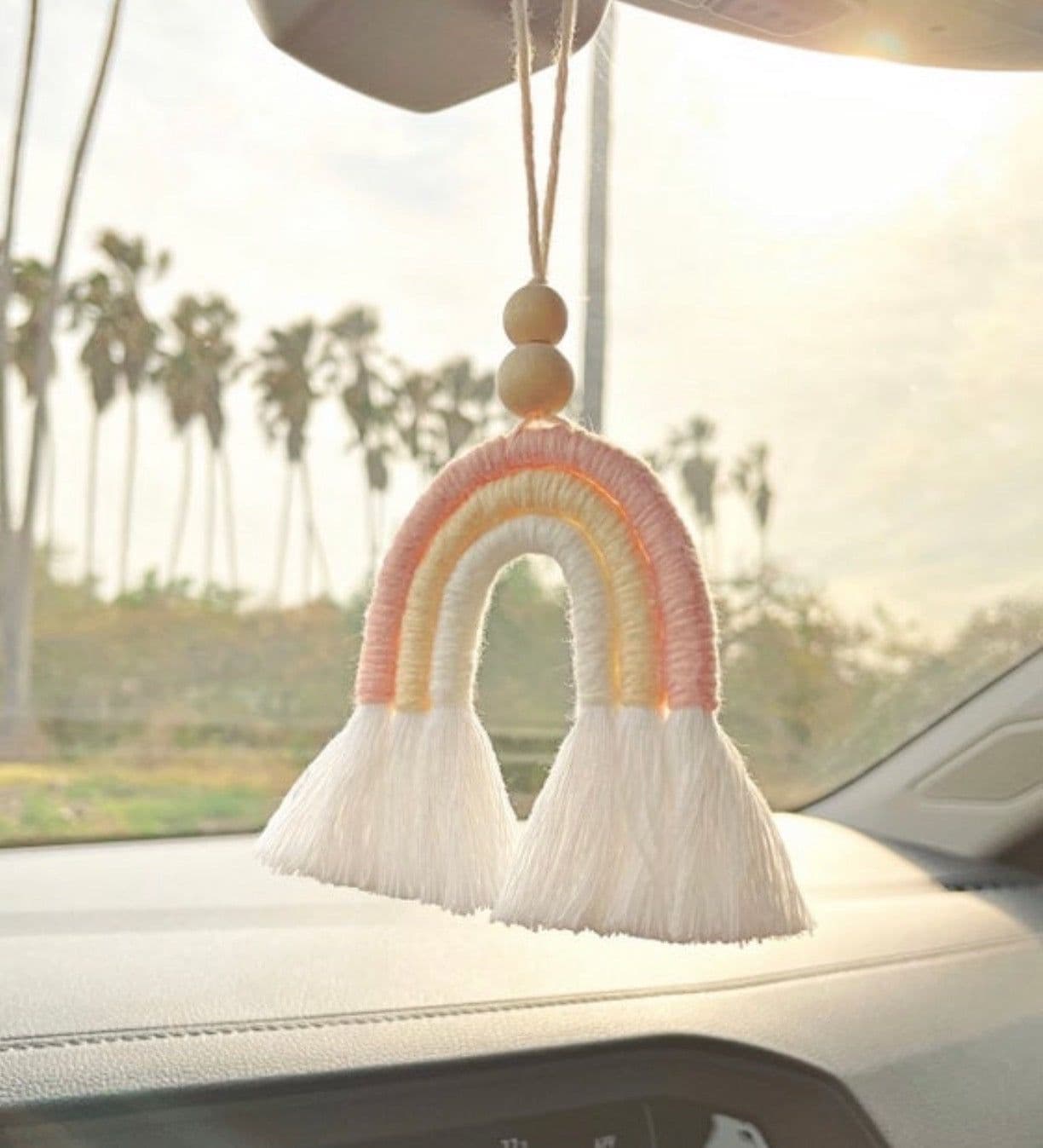 image-Handmade Macrame Mini Rainbow | Purse Charm | Dog Leash Decor | Keychain | Key ring | Zipper charm