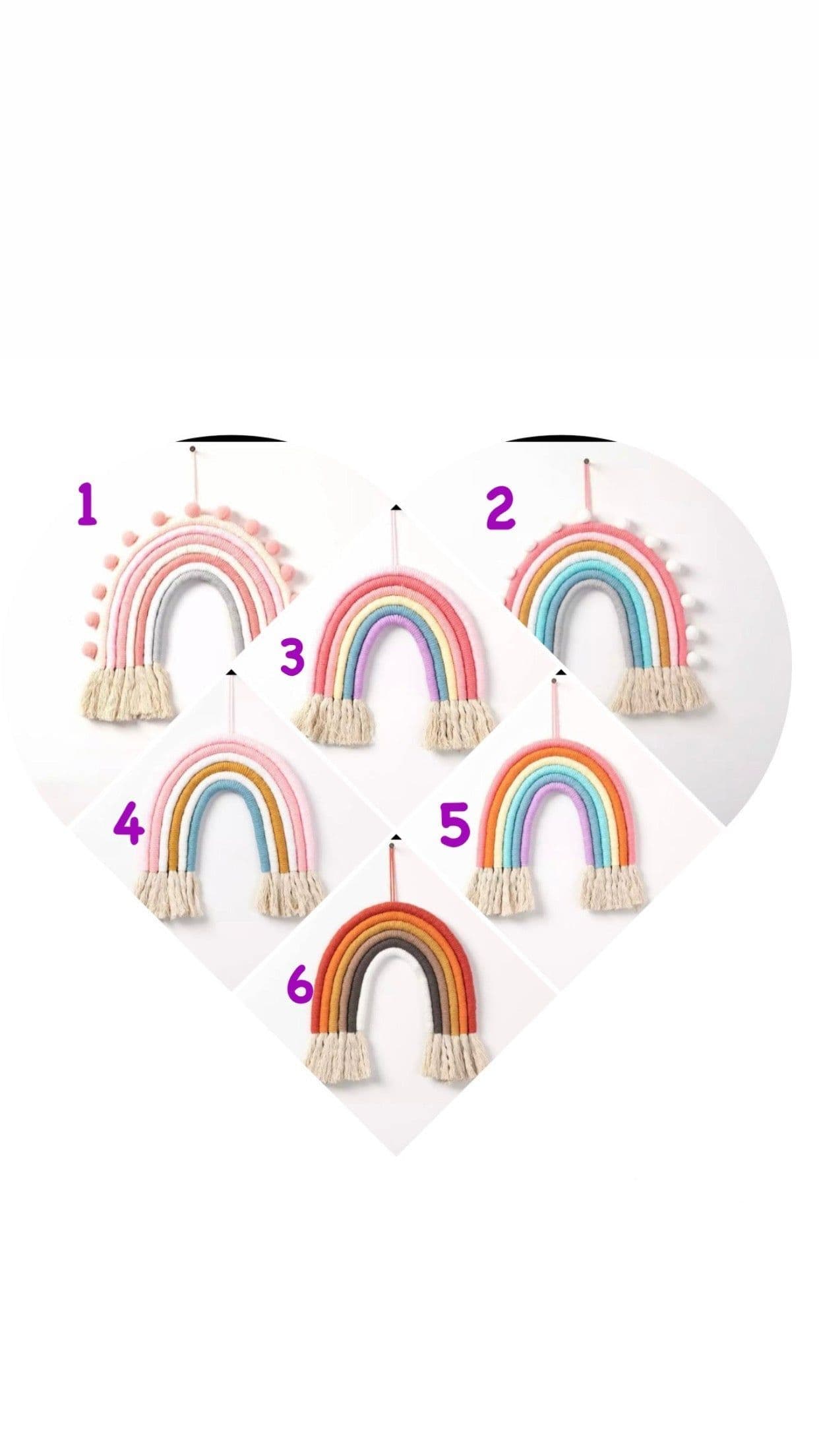 image-Different colors Handmade Rope Rainbow Wall Hanging / Nursery Decor / Baby Room Decor / Pets home/Nursery Wall Art