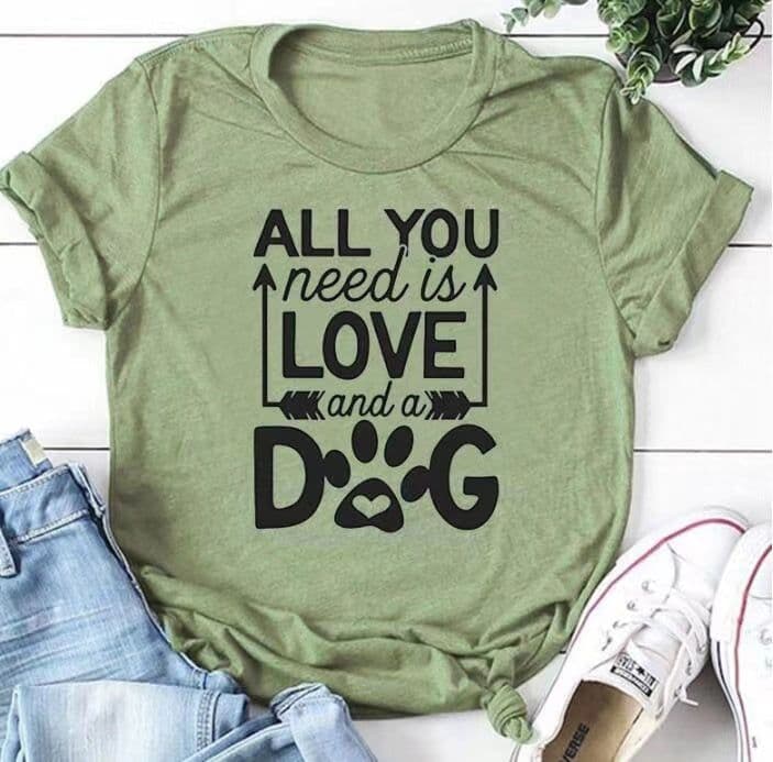 image-All You Need Is Love And A Dog Tee- Fur Mama Tee Gift For Dog Lover Dog Mom T shirt - Dog Mom Tee - Dog Mom Gift - Dog Lover