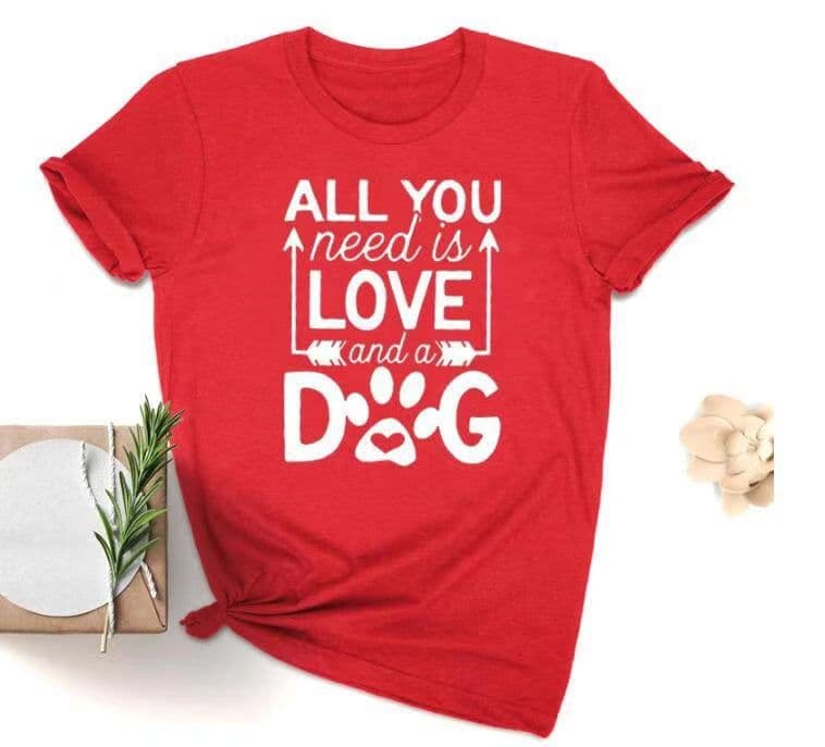 image-All You Need Is Love And A Dog Tee- Fur Mama Tee Gift For Dog Lover Dog Mom T shirt - Dog Mom Tee - Dog Mom Gift - Dog Lover
