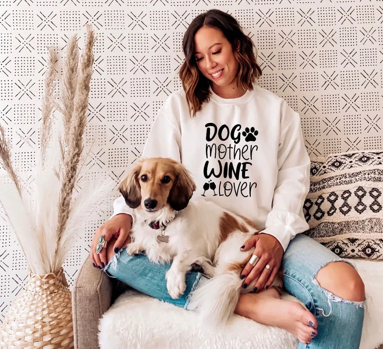 image-Dogs Mother Wine Lover Sweater - Fur Mama Sweatshirt Gift For Dog Lover Dog Mom Shirt - Dog Mom Sweater - Dog Mom Gift - Dog Lover
