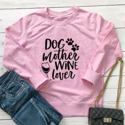 image-Dogs Mother Wine Lover Sweater - Fur Mama Sweatshirt Gift For Dog Lover Dog Mom Shirt - Dog Mom Sweater - Dog Mom Gift - Dog Lover