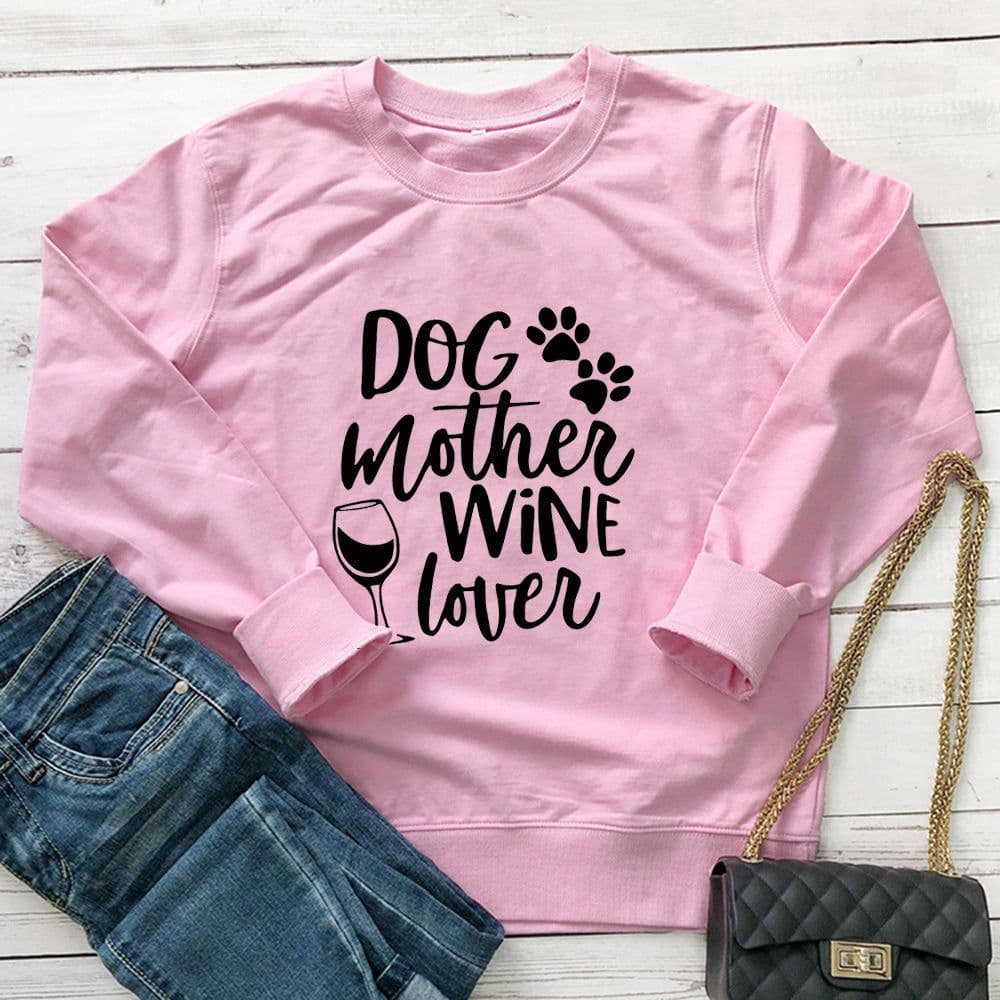 image-Dogs Mother Wine Lover Sweater - Fur Mama Sweatshirt Gift For Dog Lover Dog Mom Shirt - Dog Mom Sweater - Dog Mom Gift - Dog Lover