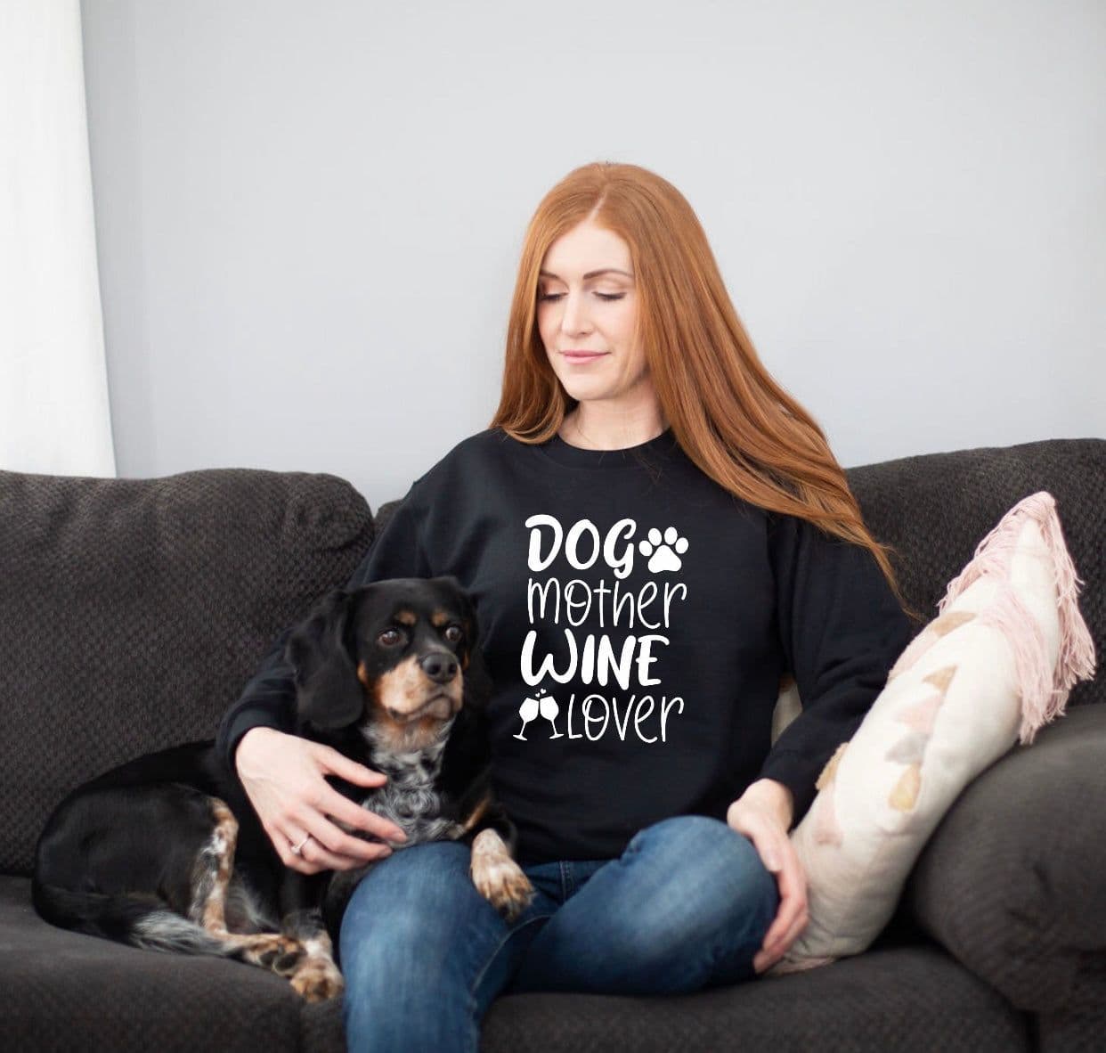 image-Dogs Mother Wine Lover Sweater - Fur Mama Sweatshirt Gift For Dog Lover Dog Mom Shirt - Dog Mom Sweater - Dog Mom Gift - Dog Lover