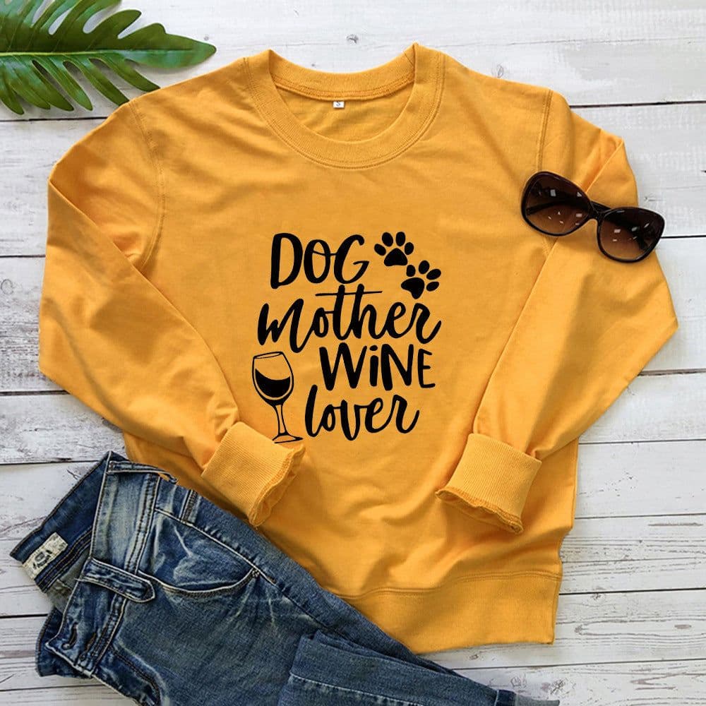 image-Dogs Mother Wine Lover Sweater - Fur Mama Sweatshirt Gift For Dog Lover Dog Mom Shirt - Dog Mom Sweater - Dog Mom Gift - Dog Lover
