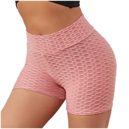 image-2021 European and American cross-border yoga shorts fitness bubble shorts bow summer new high waist sports shorts women