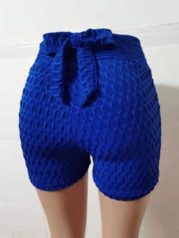image-2021 European and American cross-border yoga shorts fitness bubble shorts bow summer new high waist sports shorts women