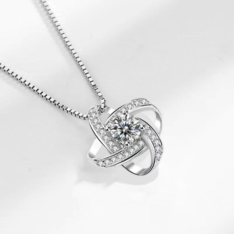image-Amazon Manufacturer S925 Silver Eternal Heart Clover Necklace Pendant Cross-border Mother's Day Valentine's Day Pendant