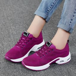 image-Cross-border large size women's shoes sports shoes summer running shoes fashion air cushion flying woven shoes hollow flying woven breathable women's shoes