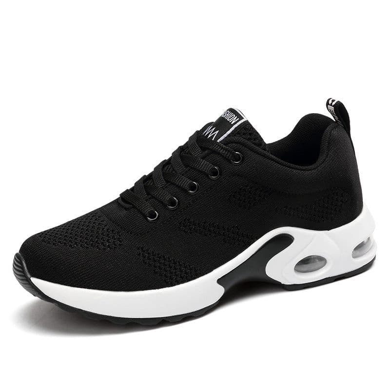 image-Cross-border large size women's shoes sports shoes summer running shoes fashion air cushion flying woven shoes hollow flying woven breathable women's shoes